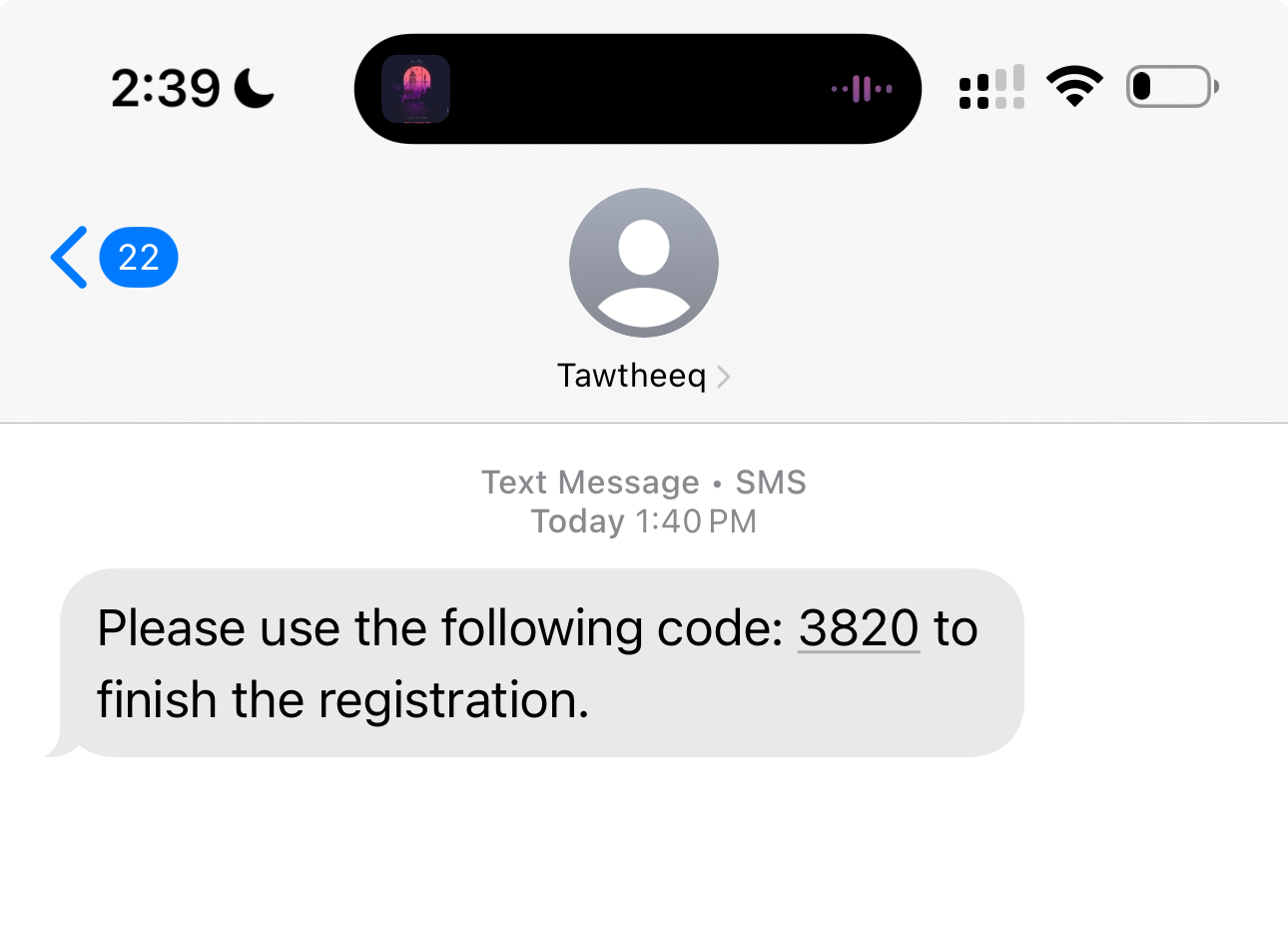 OTP messages evidence